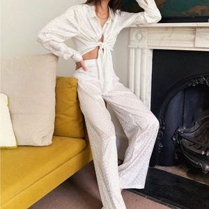 Nasty Gal Take Meowt Satin Wide-Leg Pants, Size 10.